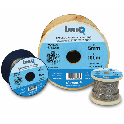 Galvanized steel wire rope - 7 x 19 + 0 (6 x 19 WSC)