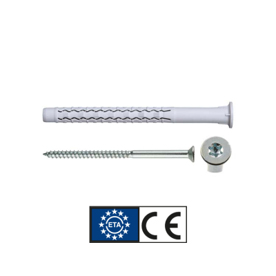 Cheville polyamide longue avec vis torx T30-T40